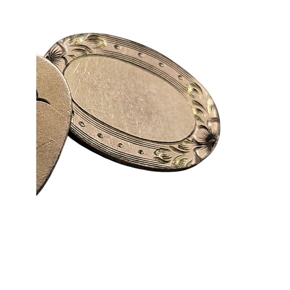 Antique FP Co Ford Perry Engine Turning Etched Gold Plated S Monogram Cufflinks - Picture 7 of 8